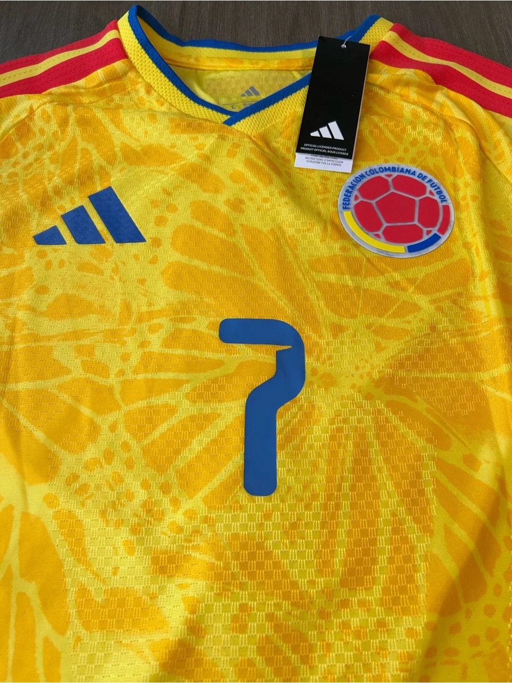 adidas Colombia Yellow Luis Diaz #7 Soccer Jersey